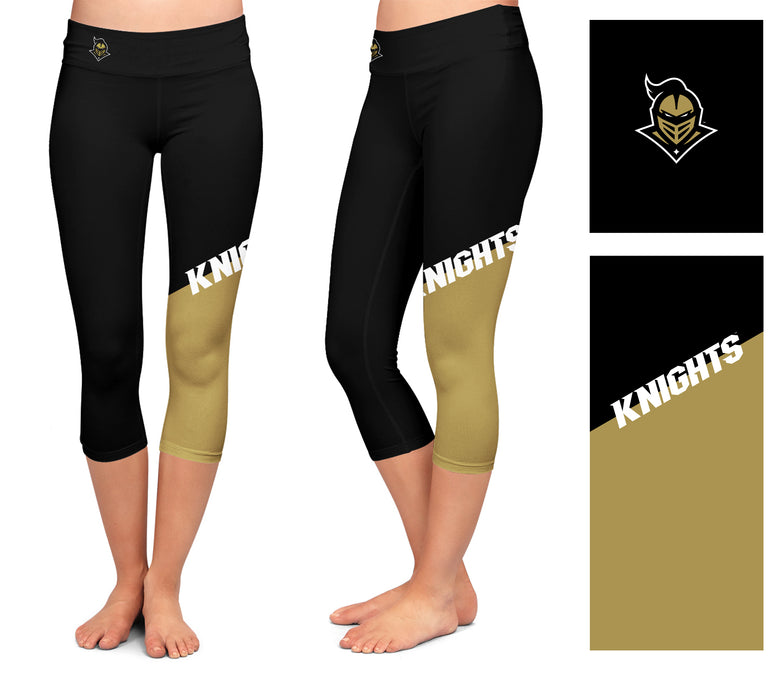 UCF Knights Vive La Fete Game Day Collegiate Leg Color Block Girls Black Gold Capri Leggings - Vive La Fête - Online Apparel Store