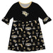 UCF Knights 3/4 Sleeve Solid Black Repeat Print Hand Sketched Vive La Fete Impressions Artwork on Skirt