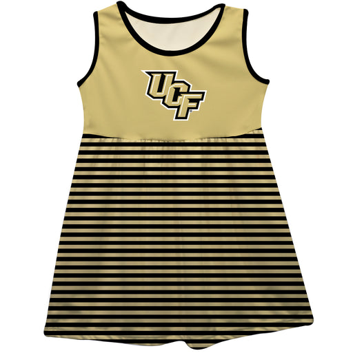 UCF Knights Vive La Fete Girls Game Day Sleeveless Tank Dress Solid Gold Logo Stripes on Skirt