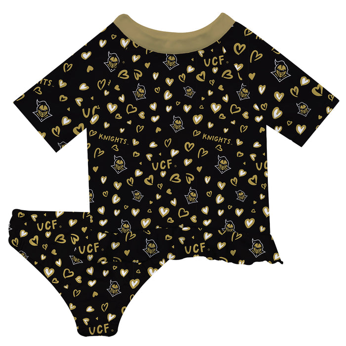 UCF Knights Vive La Fete All Over Logo Black Long Sleeve Bikini Set