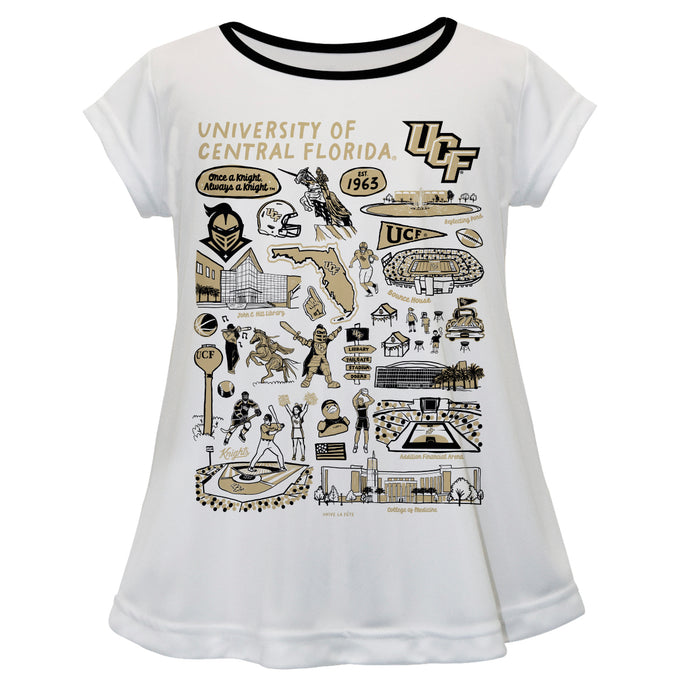 UCF Knights Hand Sketched Vive La Fete Impressions Artwork White Short Sleeve Top