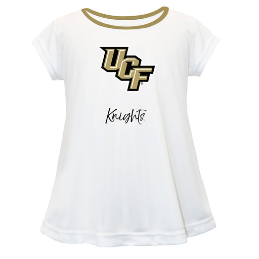 UCF Knights Vive La Fete Girls Game Day Short Sleeve White Top with School Logo and Name