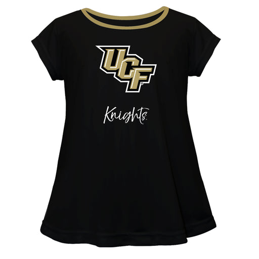 UCF Knights Vive La Fete Girls Game Day Short Sleeve Black Top with School Logo and Name