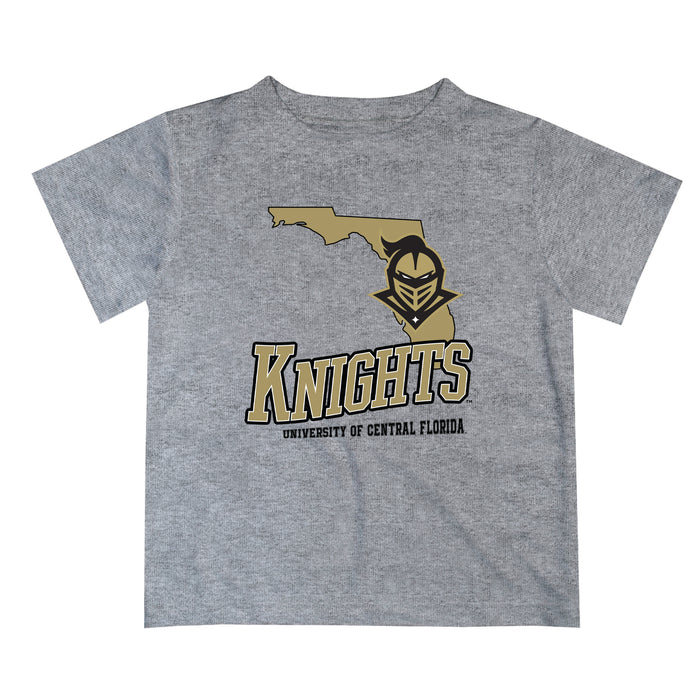 UCF Knights Vive La Fete State Map Gray Short Sleeve Tee Shirt