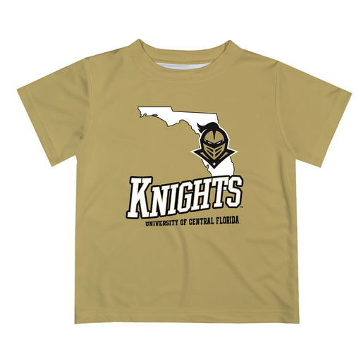 UCF Knights Vive La Fete State Map Gold Short Sleeve Tee Shirt