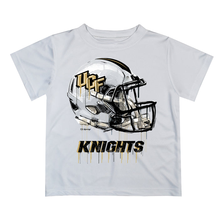 University of Central Florida Knights Original Dripping Football Helmet White T-Shirt by Vive La Fete