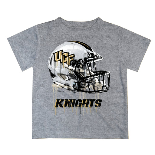 University of Central Florida Knights Original Dripping Football Helmet Heather Gray T-Shirt by Vive La Fete