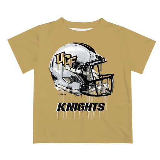 University of Central Florida Knights Original Dripping Football Helmet Gold T-Shirt by Vive La Fete