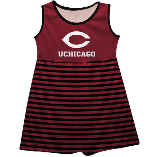 University of Chicago Maroons Vive La Fete Girls Game Day Sleeveless Tank Dress Solid Maroon Logo Stripes on Skirt - Vive La Fête - Online Apparel Store