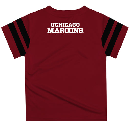 University of Chicago Maroons Vive La Fete Boys Game Day Maroon Short Sleeve Tee with Stripes on Sleeves - Vive La Fête - Online Apparel Store
