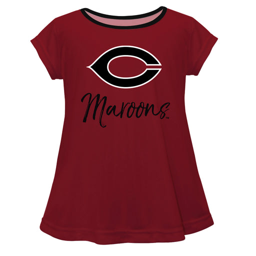 University of Chicago Maroons Vive La Fete Girls Game Day Short Sleeve Maroon Top with School Logo and Name - Vive La Fête - Online Apparel Store