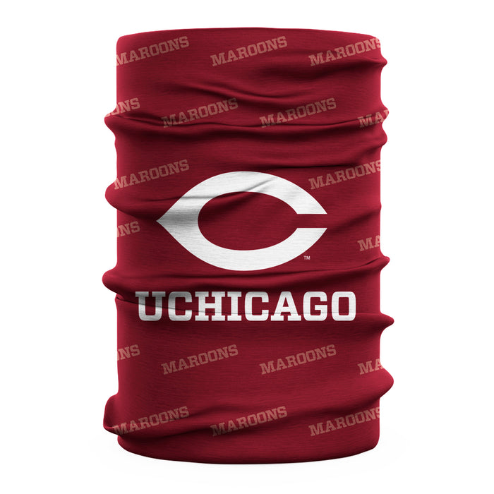 University of Chicago Maroons Vive La Fete All Over Logo Game Day Collegiate Face Cover Soft 4-Way Stretch Neck Gaiter - Vive La Fête - Online Apparel Store