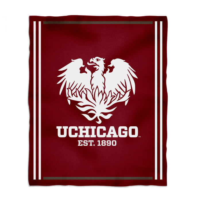 University of Chicago Maroons Vive La Fete Kids Game Day Maroon Plush Soft Minky Blanket 36 x 48 Mascot