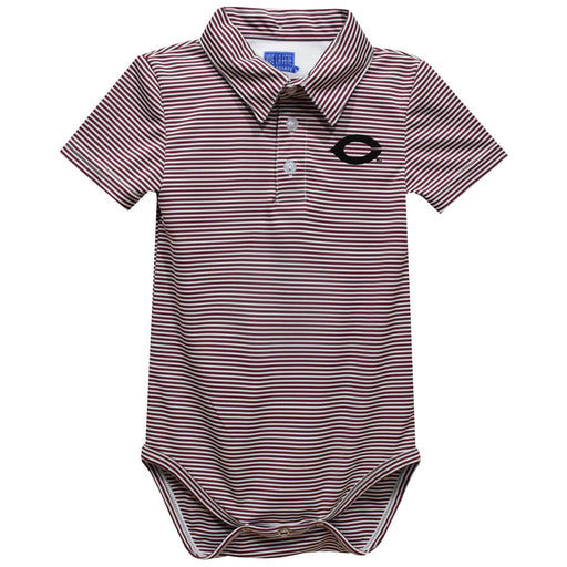 University Of Chicago Embroidered Maroon Stripe Knit Boys Polo Bodysuit