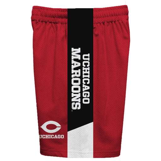 UChicago Maroon Vive La Fete Game Day Maroon Stripes Boys Solid Black Athletic Mesh Short - Vive La Fête - Online Apparel Store