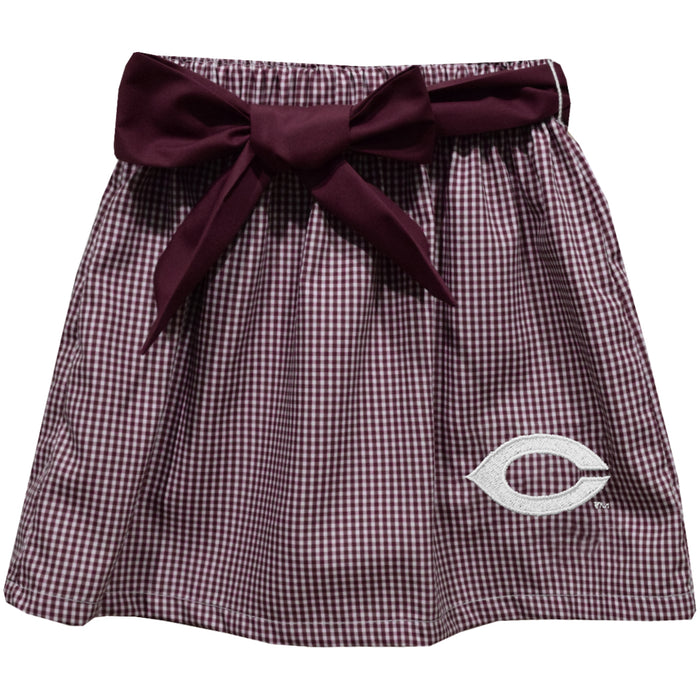 University of Chicago Maroons Embroidered Maroon Gingham Skirt With Sash