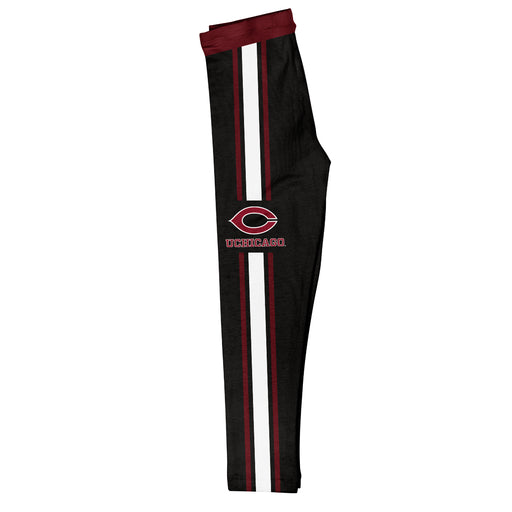 Chicago Maroons Vive La Fete Girls Game Day Black with Maroon Stripes Leggings Tights
