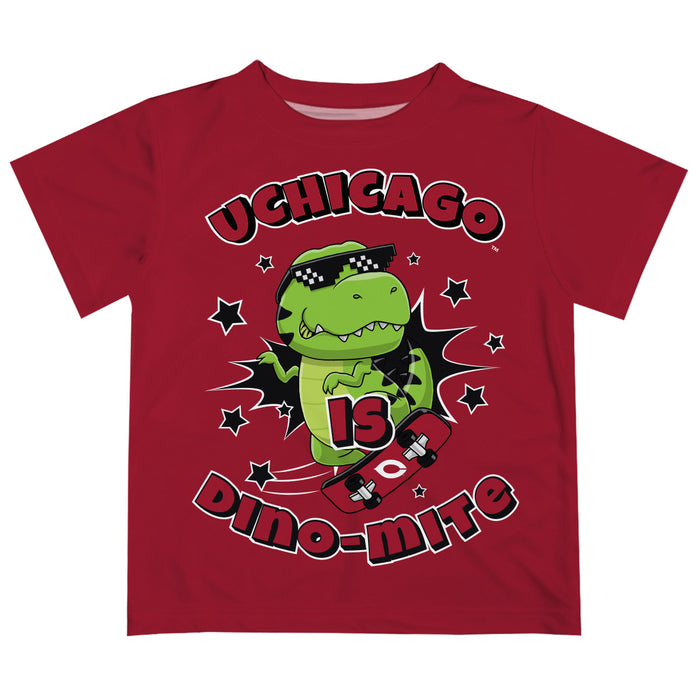 University of Chicago Maroons Vive La Fete Dino-Mite Boys Game Day Maroon Short Sleeve Tee