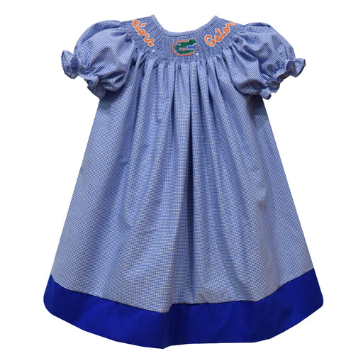 Florida Smocked Royal Gingham Short Sleeve Bishop - Vive La Fête - Online Apparel Store
