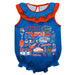 Florida Gators  Blue Hand Sketched Vive La Fete Impressions Artwork Sleeveless Ruffle Onesie Bodysuit