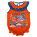 Florida Gators  Orange Hand Sketched Vive La Fete Impressions Artwork Sleeveless Ruffle Onesie Bodysuit