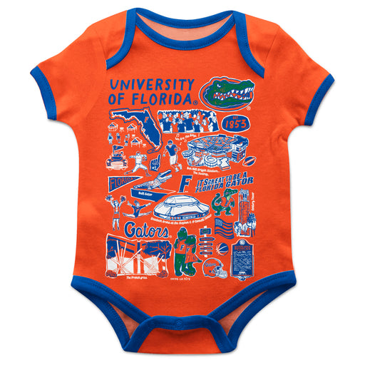 Florida Gators Hand Sketched Vive La Fete Impressions Artwork Infant Orange Short Sleeve Onesie Bodysuit