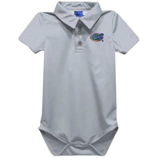 Florida Gators Embroidered Gray Solid Knit Polo Onesie