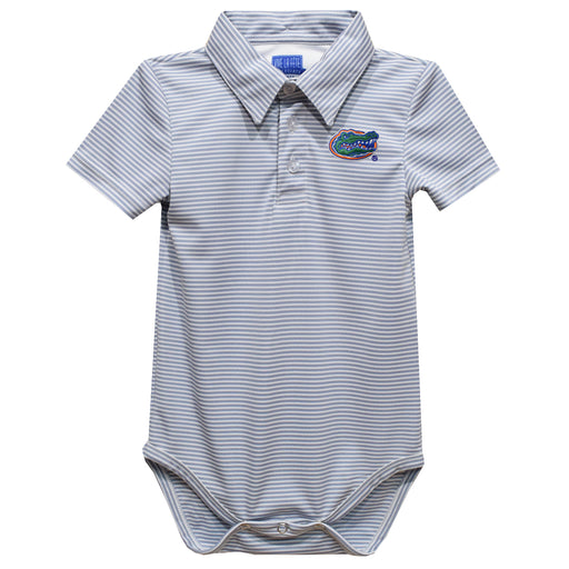 Florida Gators Embroidered Gray Stripe Knit Boys Polo Bodysuit