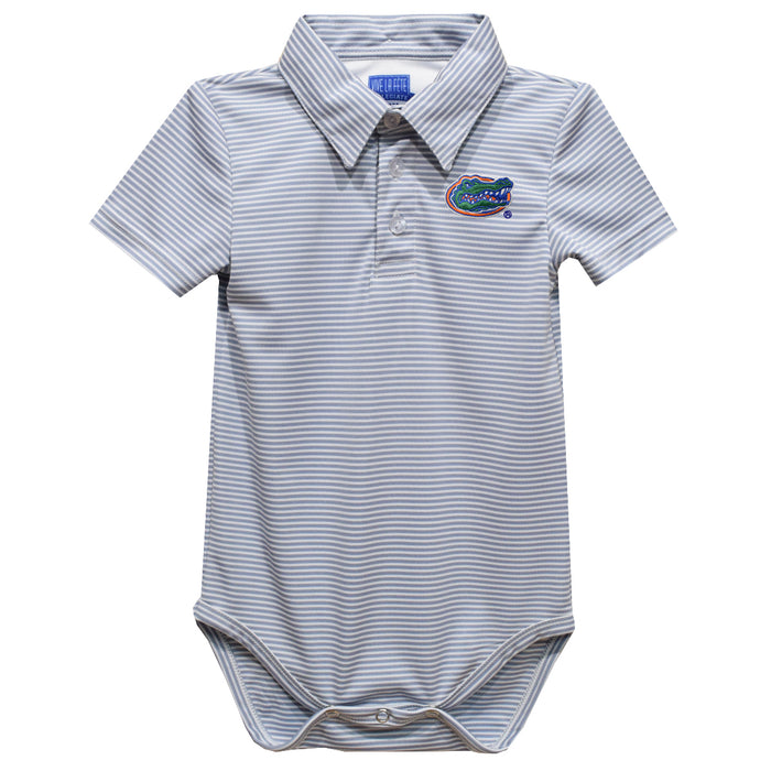 Florida Gators Embroidered Gray Stripe Knit Boys Polo Bodysuit