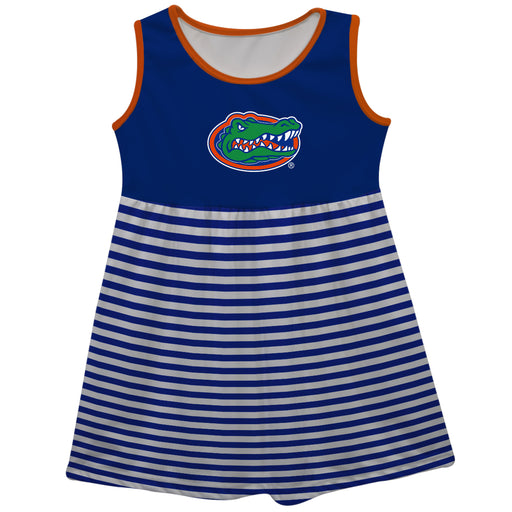 Florida Gators Vive La Fete Girls Game Day Sleeveless Tank Dress Solid Blue Logo Stripes on Skirt
