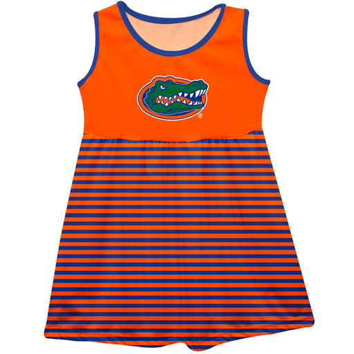 Florida Gators Vive La Fete Girls Game Day Sleeveless Tank Dress Solid Orange Logo Stripes on Skirt