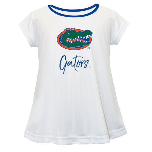 Florida Gators Vive La Fete Girls Game Day Short Sleeve White Top with School Logo and Name
