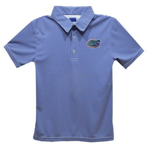 University of Florida Gators Embroidered Royal Stripes Short Sleeve Polo Box Shirt