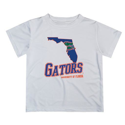 Florida Gators Vive La Fete State Map White Short Sleeve Tee Shirt