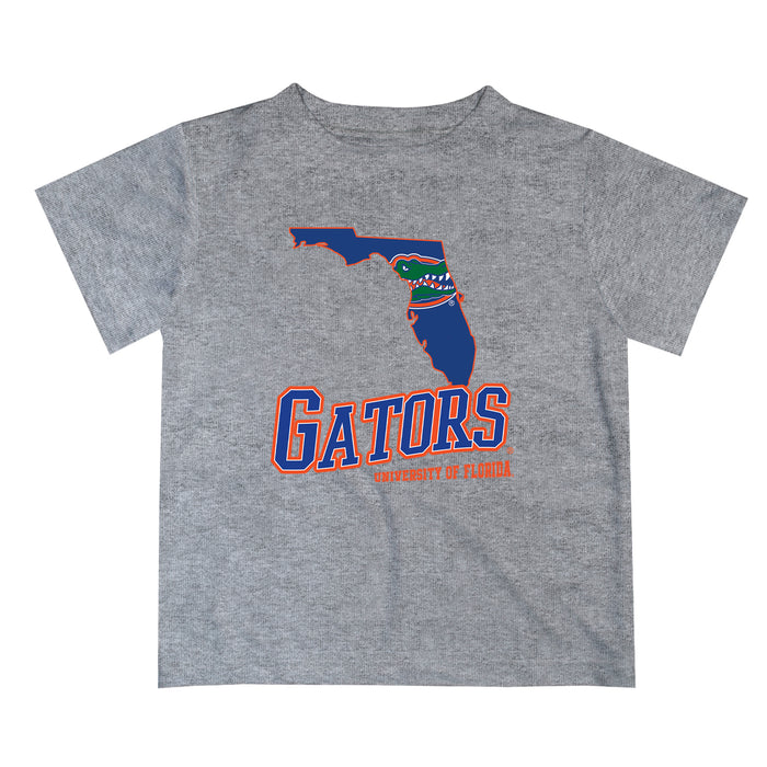 Florida Gators Vive La Fete State Map Gray Short Sleeve Tee Shirt