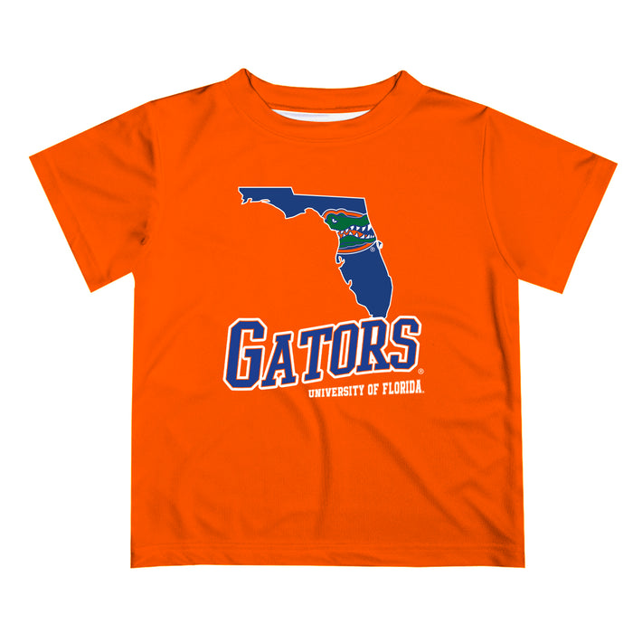 Florida Gators Vive La Fete State Map Orange Short Sleeve Tee Shirt