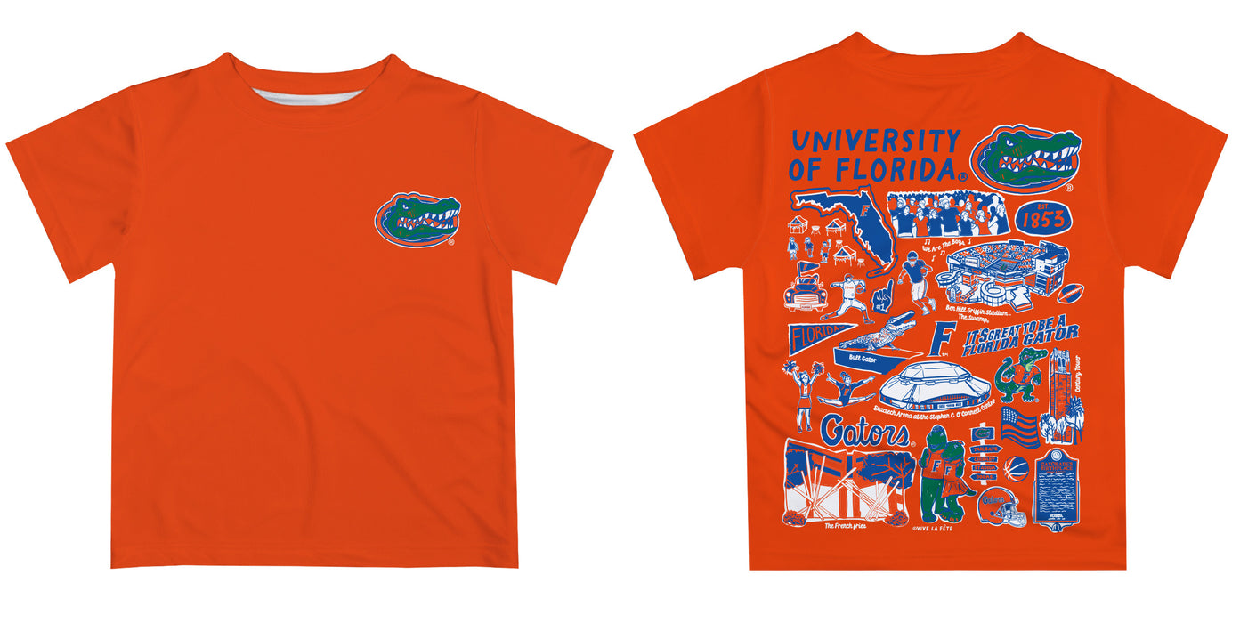 Florida Gators Hand Sketched Vive La Fete Impressions Artwork Boys Orange Short Sleeve Tee Shirt - Vive La Fête - Online Apparel Store