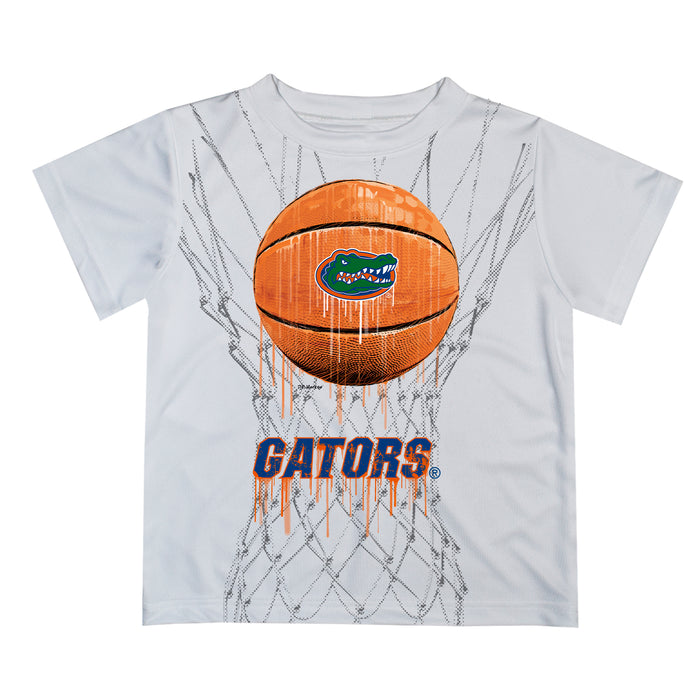 Florida Gators Original Dripping Basketball White T-Shirt by Vive La Fete
