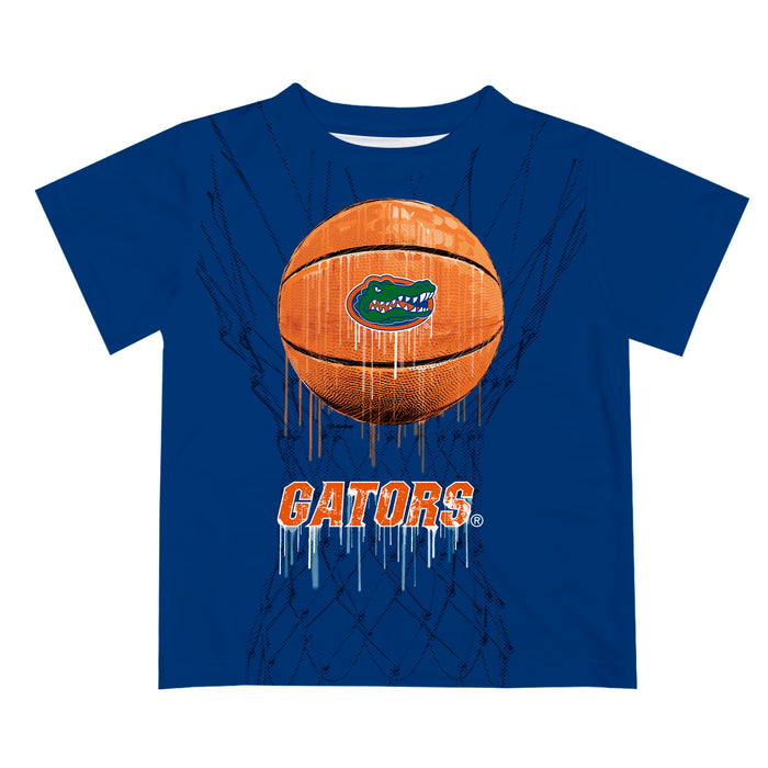 Florida Gators Original Dripping Basketball Blue T-Shirt by Vive La Fete