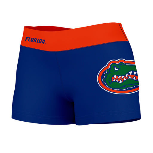 Florida Gators Vive La Fete Logo on Thigh & Waistband Blue Orange Women Yoga Booty Workout Shorts 3.75 Inseam
