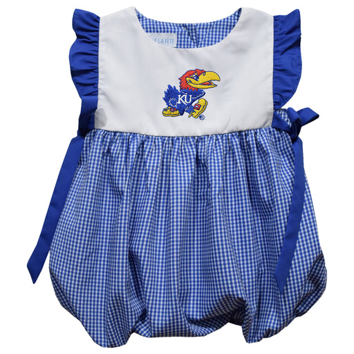 Kansas Jayhawks Embroidered Royal Gingham Girls Bubble