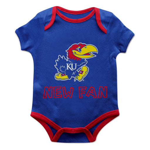 Kansas Jayhawks Vive La Fete Infant Game Day Blue Short Sleeve Onesie New Fan Logo and Mascot Bodysuit