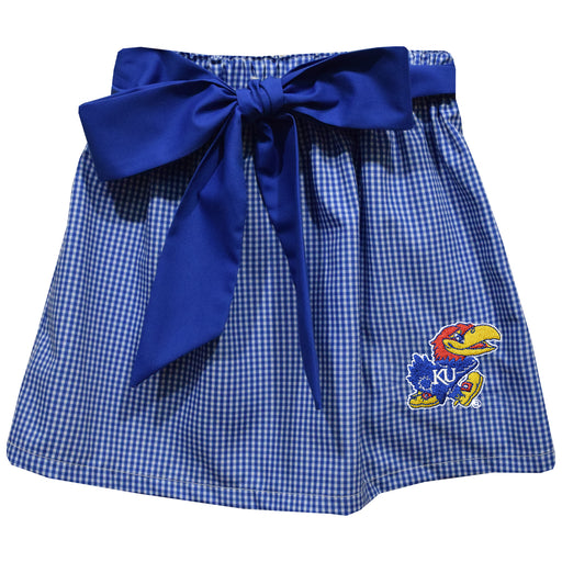 Kansas Jayhawks Embroidered Royal Gingham Skirt With Sash