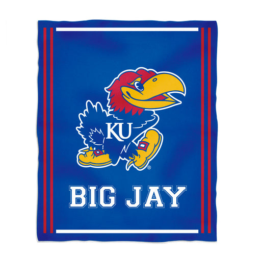Kansas Jayhawks Vive La Fete Kids Game Day Blue Plush Soft Minky Blanket 36 x 48 Mascot