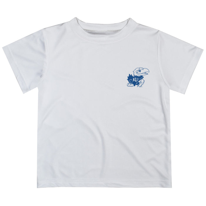 Kansas Jayhawks Hand Sketched Vive La Fete Impressions Artwork Boys White Short Sleeve Tee Shirt