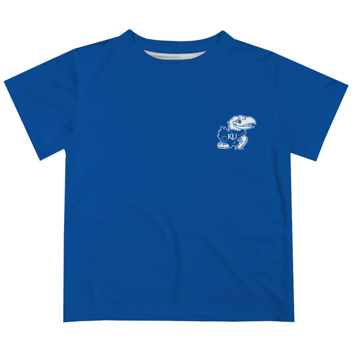 Kansas Jayhawks Hand Sketched Vive La Fete Impressions Artwork Boys Blue Short Sleeve Tee Shirt