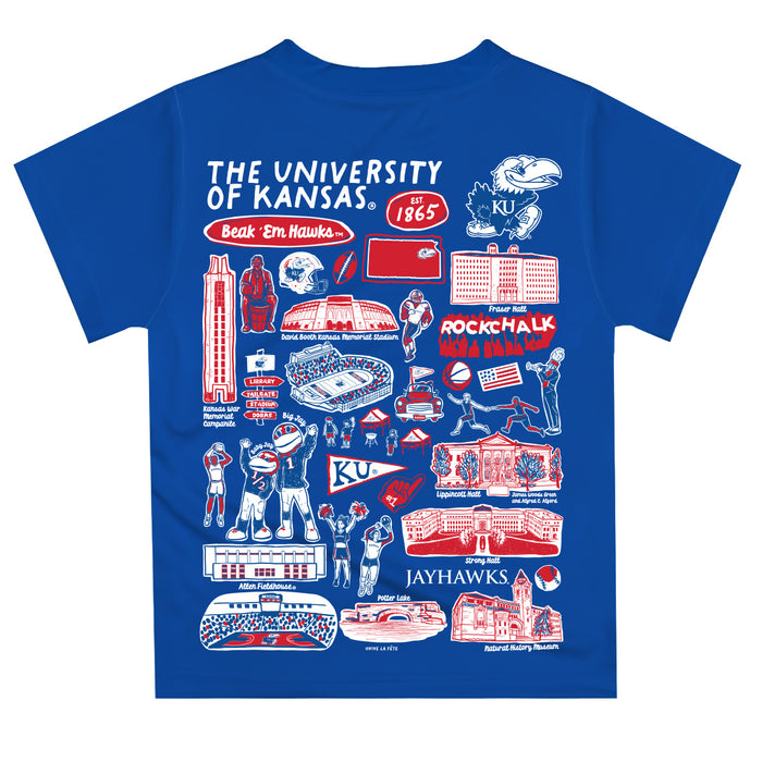 Kansas Jayhawks Hand Sketched Vive La Fete Impressions Artwork Boys Red Short Sleeve Tee Shirt - Vive La Fête - Online Apparel Store