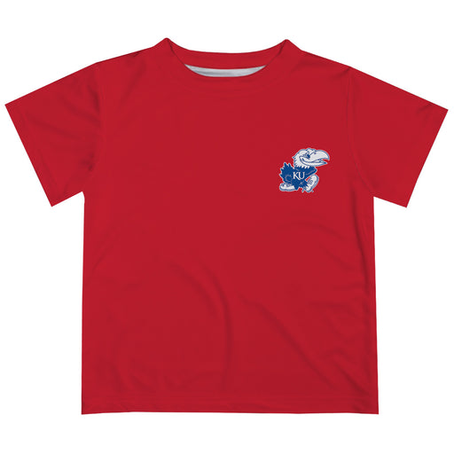 Kansas Jayhawks Hand Sketched Vive La Fete Impressions Artwork Boys Red Short Sleeve Tee Shirt