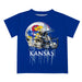 Kansas Jayhawks Original Dripping Football Helmet Blue T-Shirt by Vive La Fete