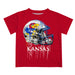 Kansas Jayhawks Original Dripping Football Helmet Red T-Shirt by Vive La Fete
